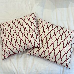 Set of 2 Red Lattice Throw Pillows